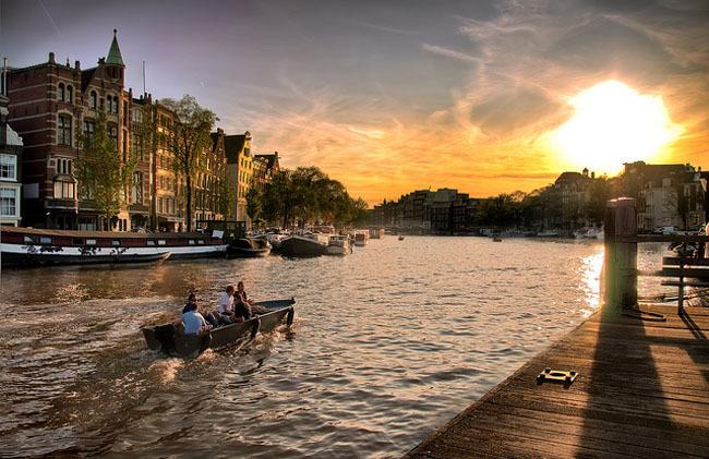 Zonsondergang in Amsterdam