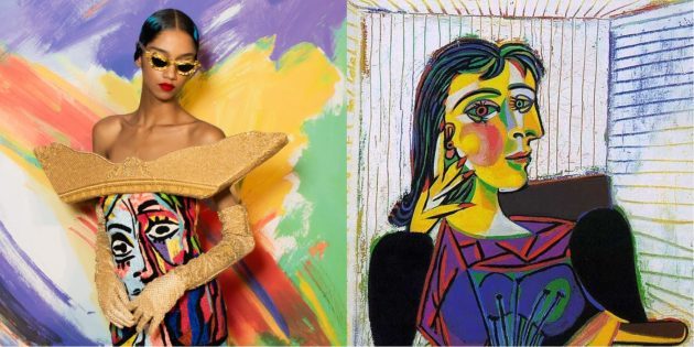 Moschino model en Picasso "Portret van Dora Maar".