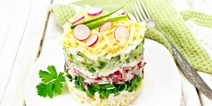 Salade met radijs, kaas en eieren