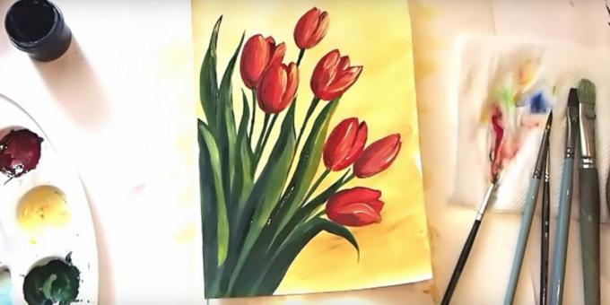 Hoe een realistisch tulpenboeket te tekenen
