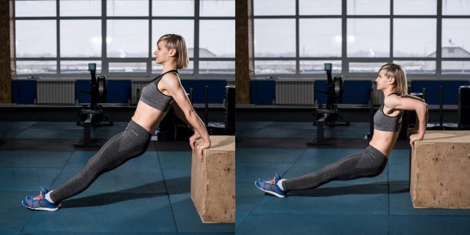 workouts Home for Beginners: Reverse push-ups met rechte benen