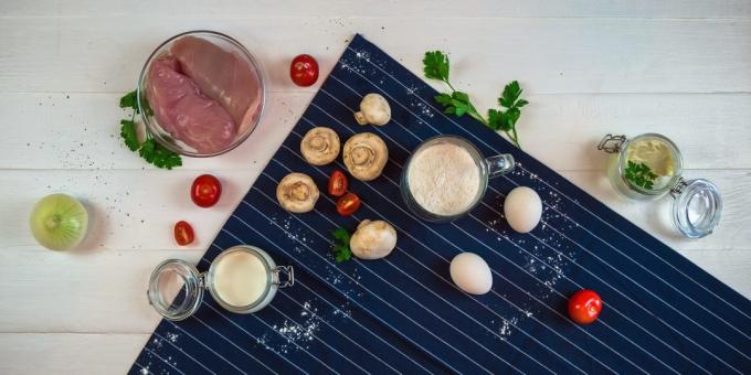 Quiche met kip en paddestoelen: Ingrediënten
