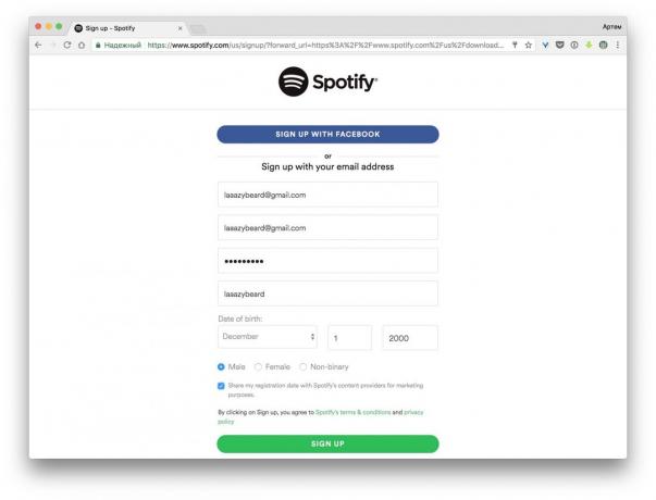 registratie Spotify