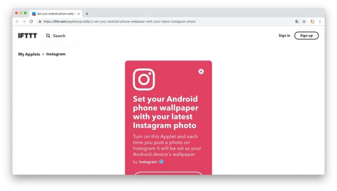 Actie Automation met IFTTT recepten: Downloadbare wallpapers van Instagram