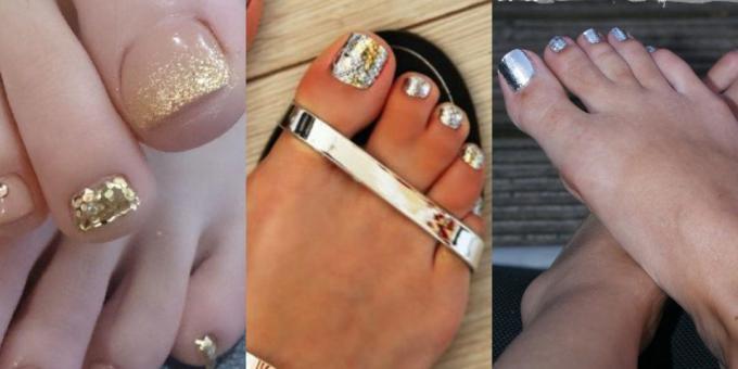 Trendy pedicure 2018: Goud en zilver