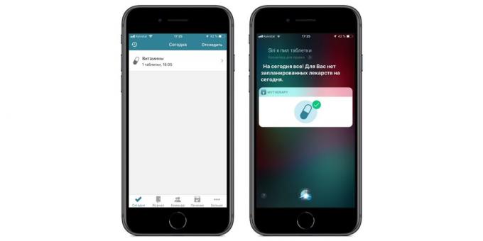Enabled applicaties snel Siri commando's in iOS 12: herinneringen over het nemen van het geneesmiddel