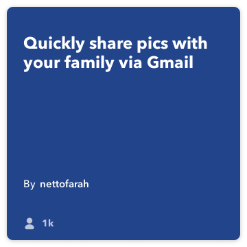 IFTTT Recept: Share familievriendelijke foto's over e-mail verbindt doe-camera aan gmail