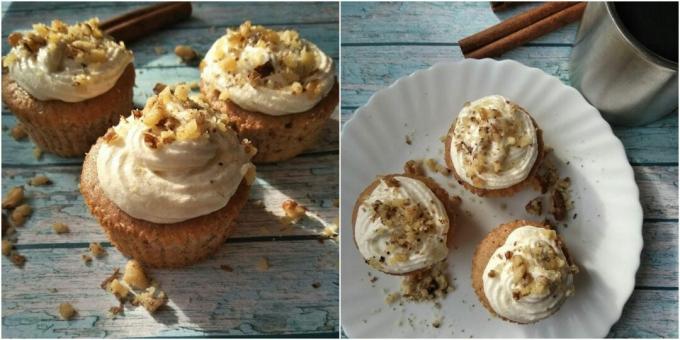 Notencupcakes met ahornsiroop en boter: een eenvoudig recept