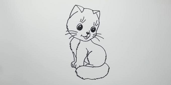 Hoe kan ik een zittende kat in cartoon-stijl tekenen