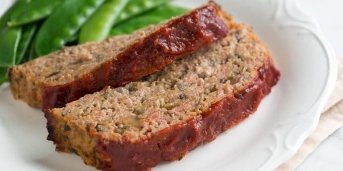 Wat te gehakt vlees te koken: Meat Loaf met champignons