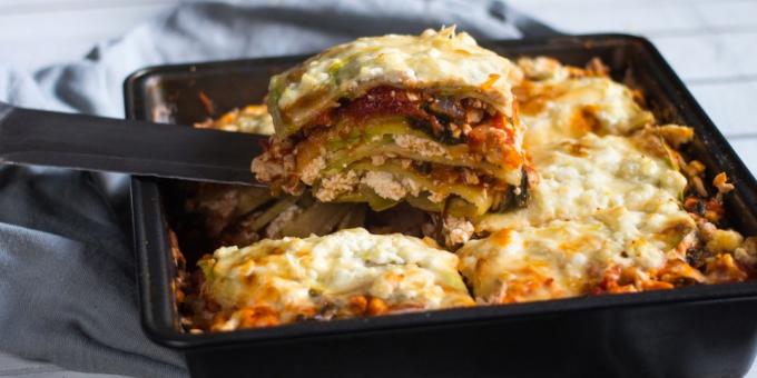 Dieet courgette lasagne met kwark en kip