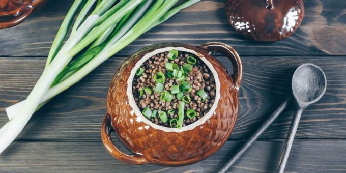 Boekweit met kip en champignons in potten