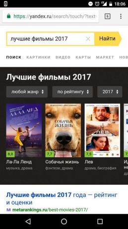 "Yandex": de beste films van het jaar
