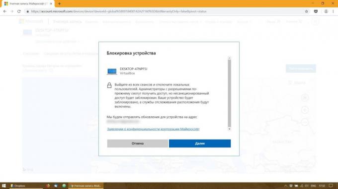 Remote lock PC met Windows 10: Klik op "Next" knop