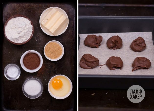 Bereid de ingrediënten voor de chocoladefondantkoekjes voor: 