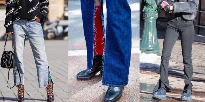 Women's jeans met verticale sleuven: Fall-2019