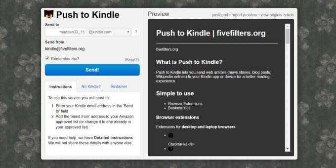 Lezen op de Kindle e-boek kan een Push to Kindle