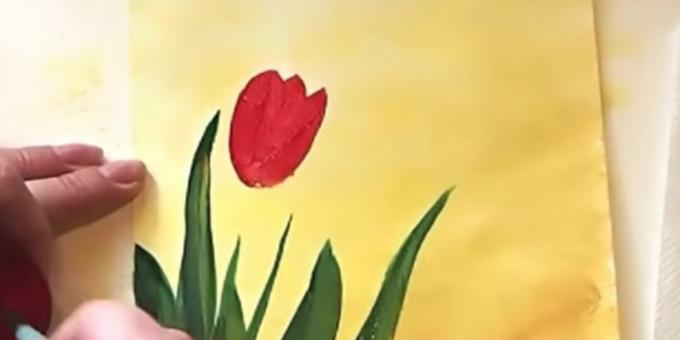 Hoe een boeket tulpen te tekenen: voeg een knop toe