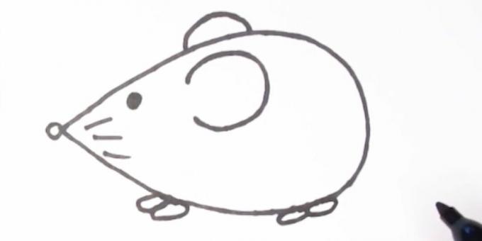 Hoe een muis te tekenen: teken poten