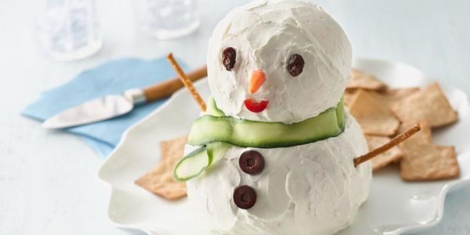 Kerstgerechten: Voorgerecht "Cheese Snowman"
