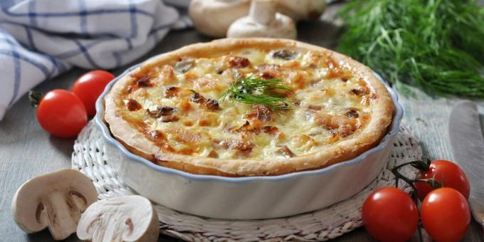 Quiche met kip en champignons