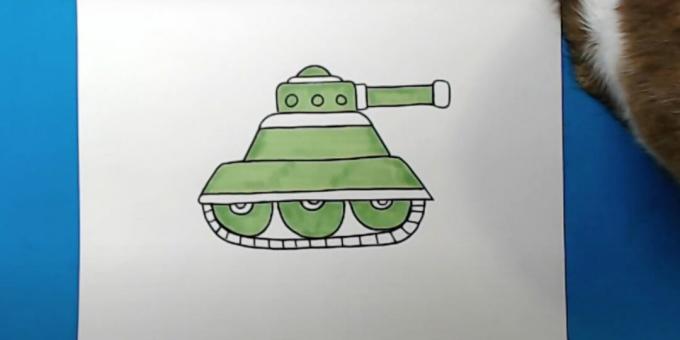 Hoe een tank te tekenen: voeg een lichtgroene kleur toe 