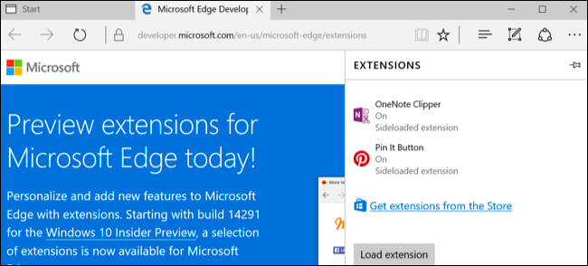 Microsoft Edge extensies Windows 10 Anniversary-update
