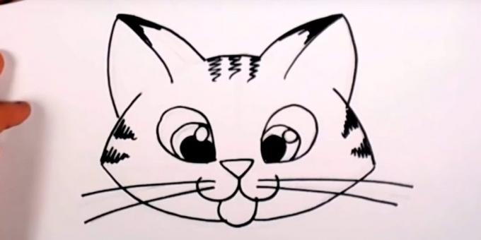 Hoe maak je een muilkorf kat in cartoon-stijl tekenen