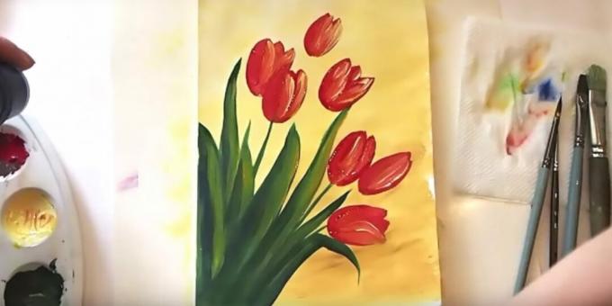 Hoe een boeket tulpen te tekenen: selecteer de bloembladen