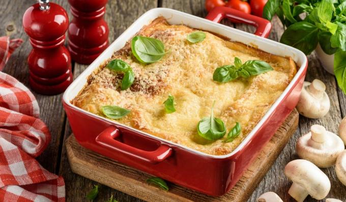 Lasagne met champignons en bechamelsaus