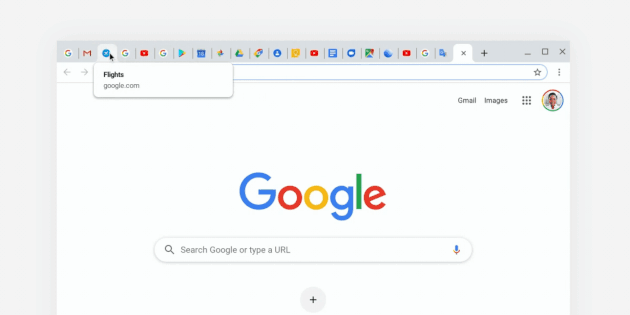 Voorbeeld tab in de desktop Chrome