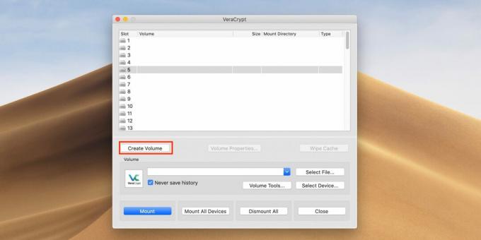 Open VeraCrypt en klik op Volume maken