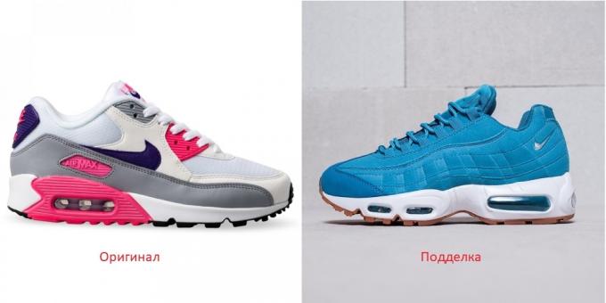 Origineel en nep Nike schoenen