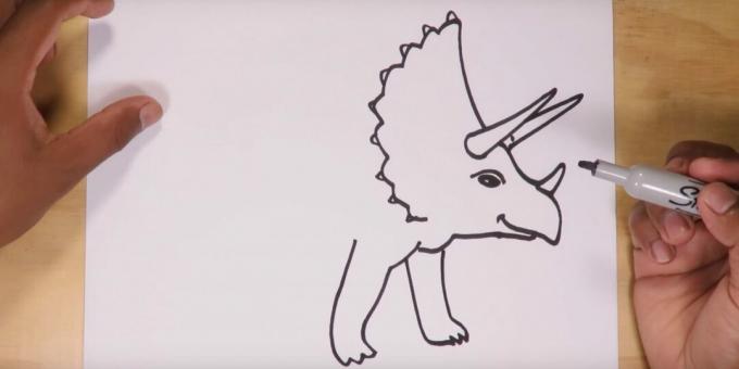 Hoe teken je een Triceratops: teken de voorpoten