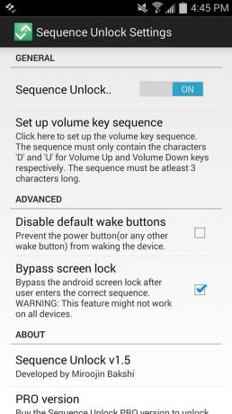 Sequence Unlock optie