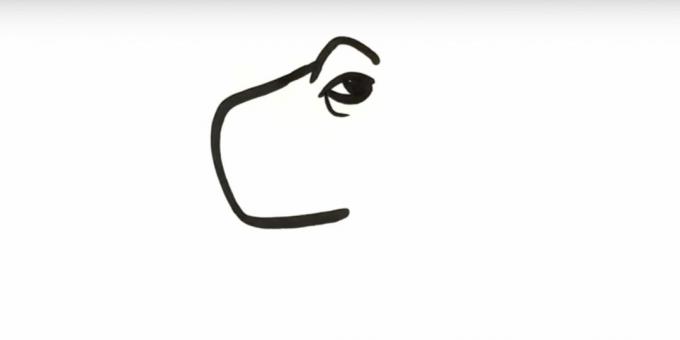 Hoe een dinosaurus te tekenen: teken een wenkbrauw en een oog