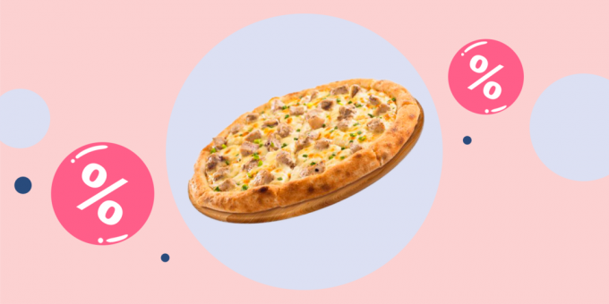 Promotiecodes voor bezorging van eten tegen 8 maart: vier pizza's met een diameter van 30 cm voor 1.290 roebel in FoodBand