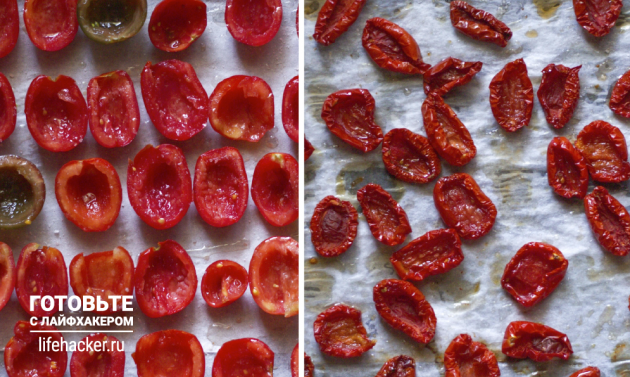Zo maak je zelf zongedroogde tomaten: leg de tomaten in de oven