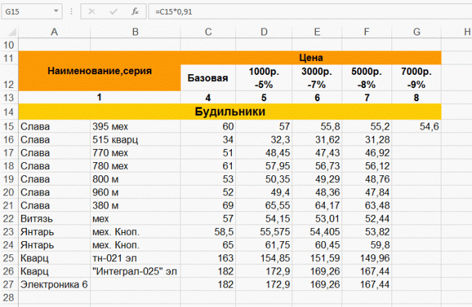 Kopieer de formule in Excel