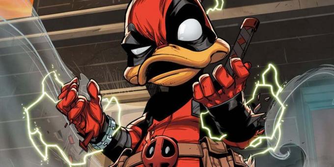 Onverwachte versie van superhelden, "Deadpool-duck" - spraakzaam en gevederde huurling