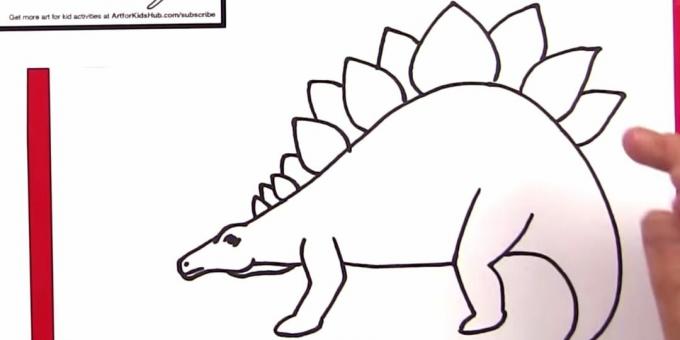 Hoe teken je een Stegosaurus: voeg poten en borden toe