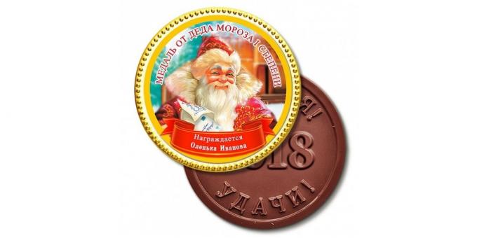 Cadeaus voor het nieuwe jaar: chocolade medaille
