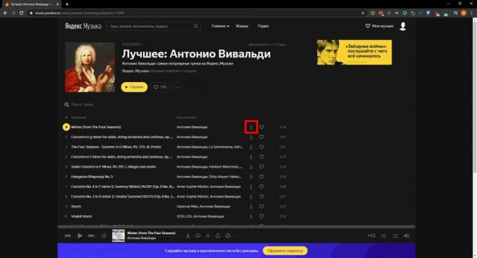 Download muziek van Yandex. Muziek ": Skyload