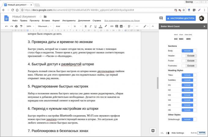 Google Docs add-ons: Better Word Count