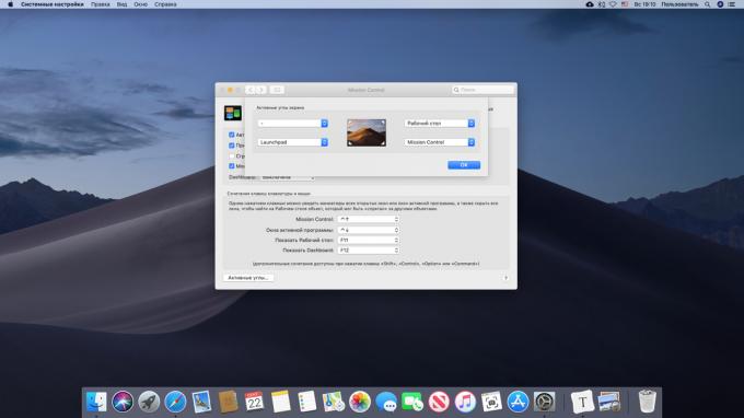 Het instellen van de actieve hoeken op Mac