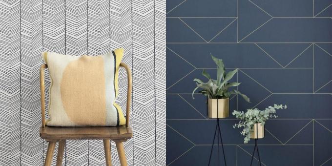 Wallpapers voor slaapkamers met geometrische patronen