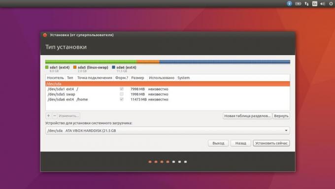 Installeer Ubuntu in plaats van het huidige systeem in de handmatige modus